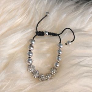 Crystal and silver bead bracelet